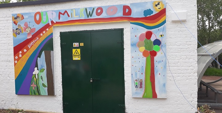 ;our milkwood' collage by pupils of Jessopo and Michael Tippett schools June 2019