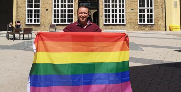 Cllr Paul Gadsby with Pride flag