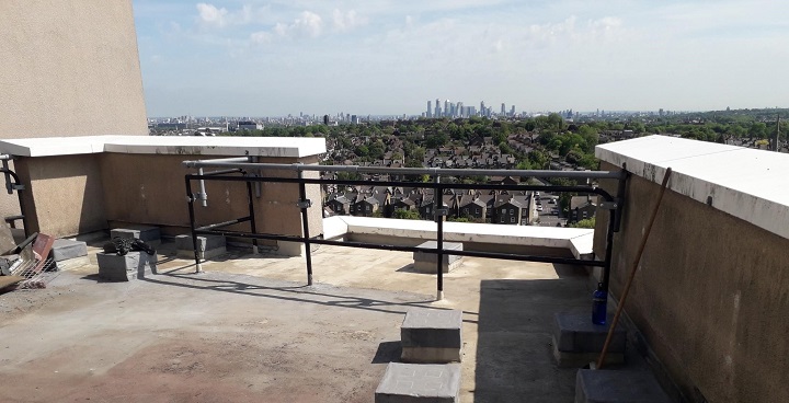 View over Lambeth from tower b,ock rooftop made safe by Minor Repairs Team
