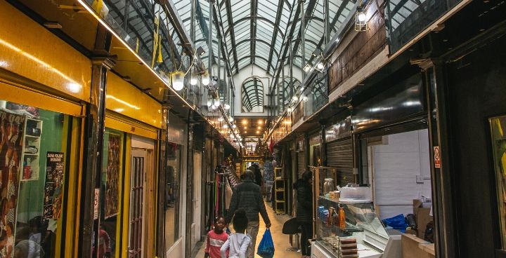 Children play as they walk through reliance arcade