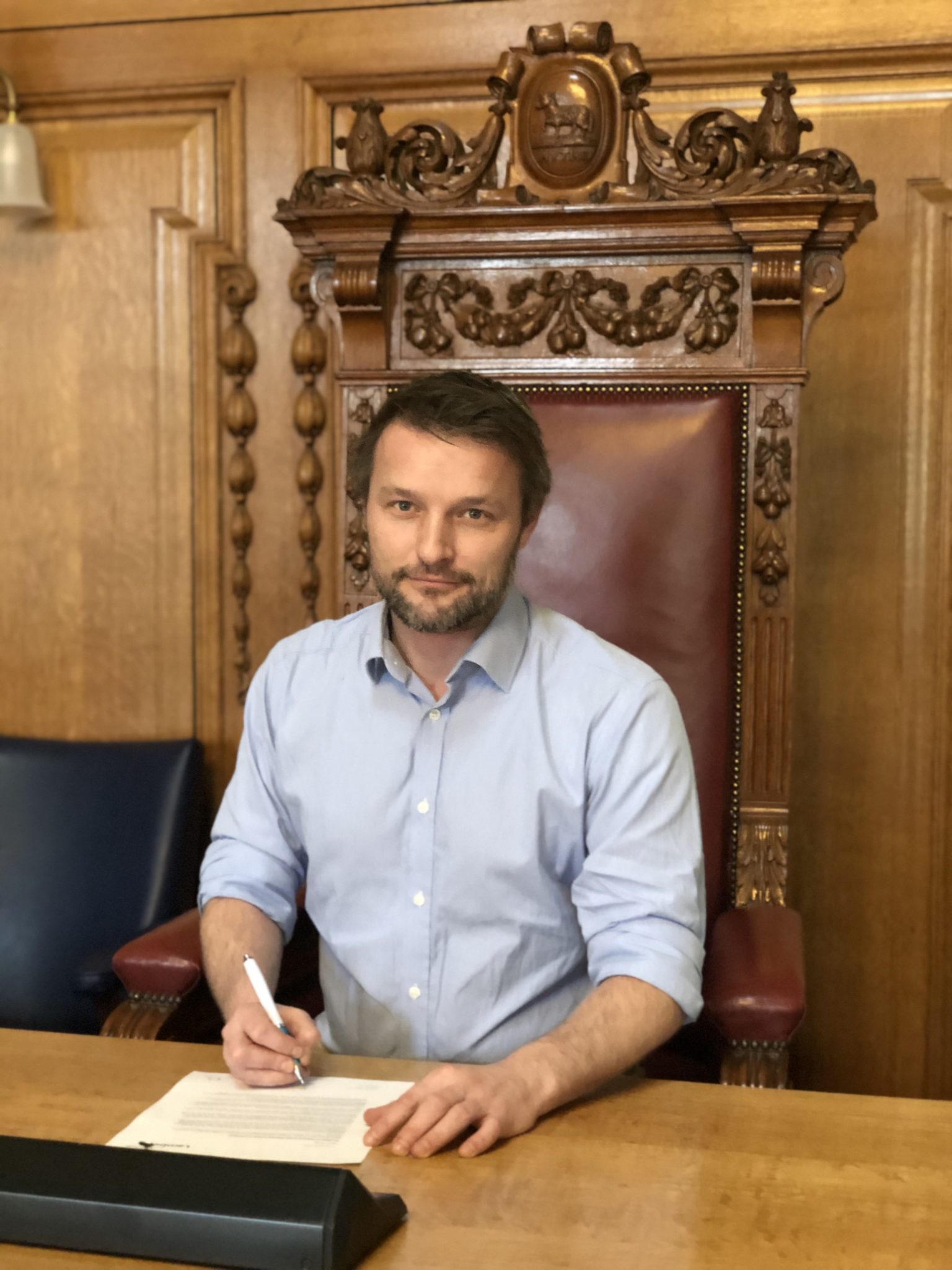 Cllr Jack Hopkins in the council chamber