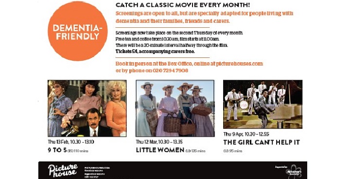 Poster for monthly dementia-friendly film screenings in West Norwood