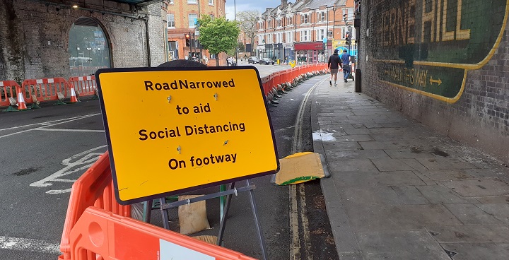 Road widening under Herne Hill railway bridge