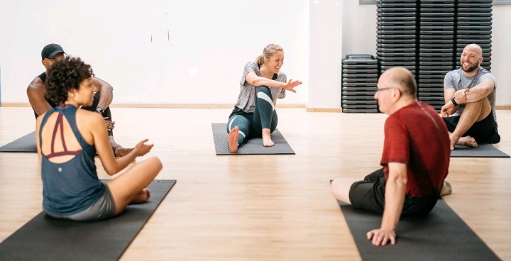 socially distanced yoga