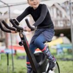 Finishing cyclist Angus - Slade Gardens charity fundraiser