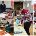 volunteers wrapping gifts for West Norwood Foodbank