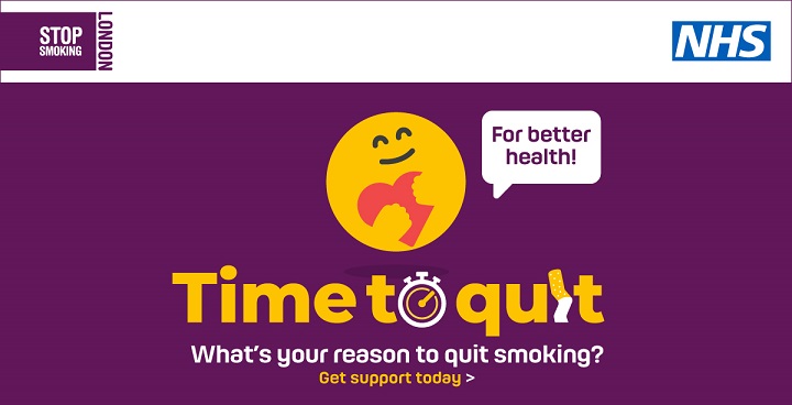 Time to quit smoking for better health 'hug' emoticon poster