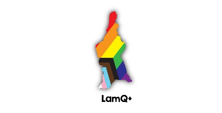 LamQ logo - Lambeth map with Rainbow & Trans flags
