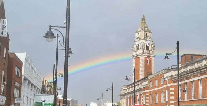 Rainbow over the town hall