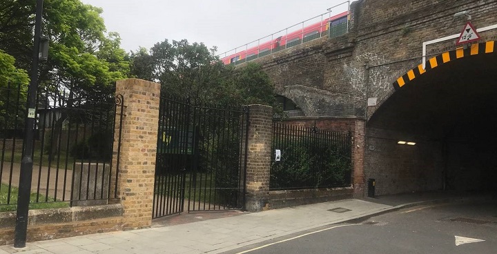 New brick piers and custom made heritage style gates are park of Lambeth's renewal works in Old Paradise Garden