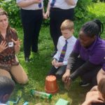 Professional gardener teaches students at Norwood school 