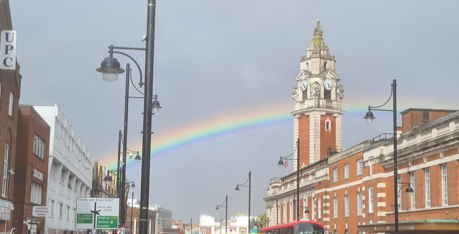 rainbow over Lambeth Town Hall