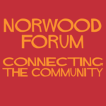 Norwood Forum logo yellow text on red
