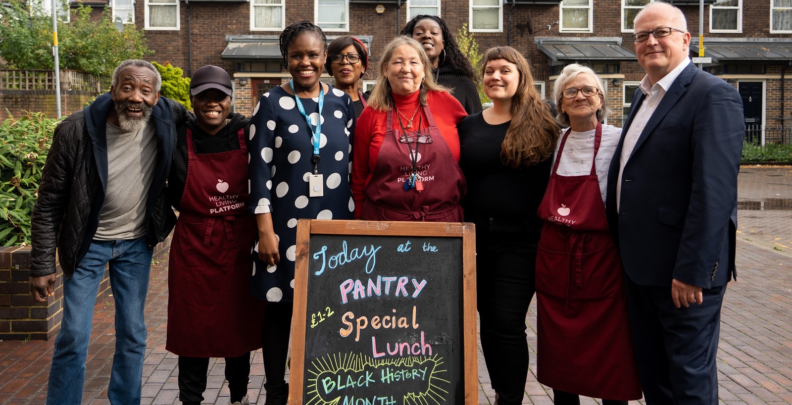 Southwyck Estate community pantry volunteers with Cllr David Amos right