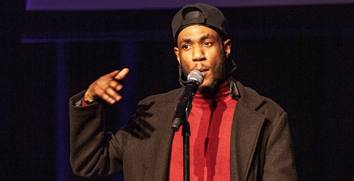 Lambeth poet Laureate Abstract Benna performs at the Southbank photograph by Gorm Ashurst