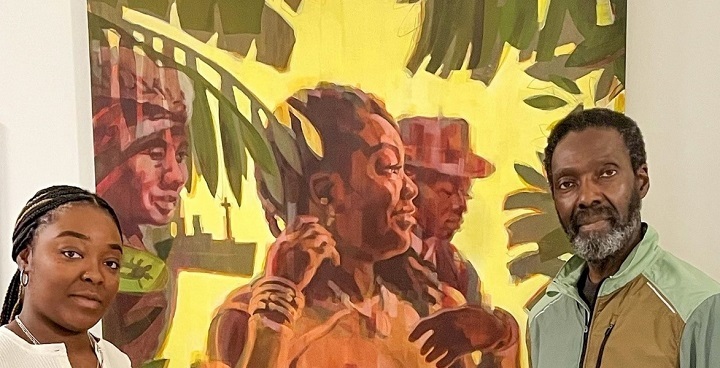 Artist Alvin Kofi (right) and his daughter