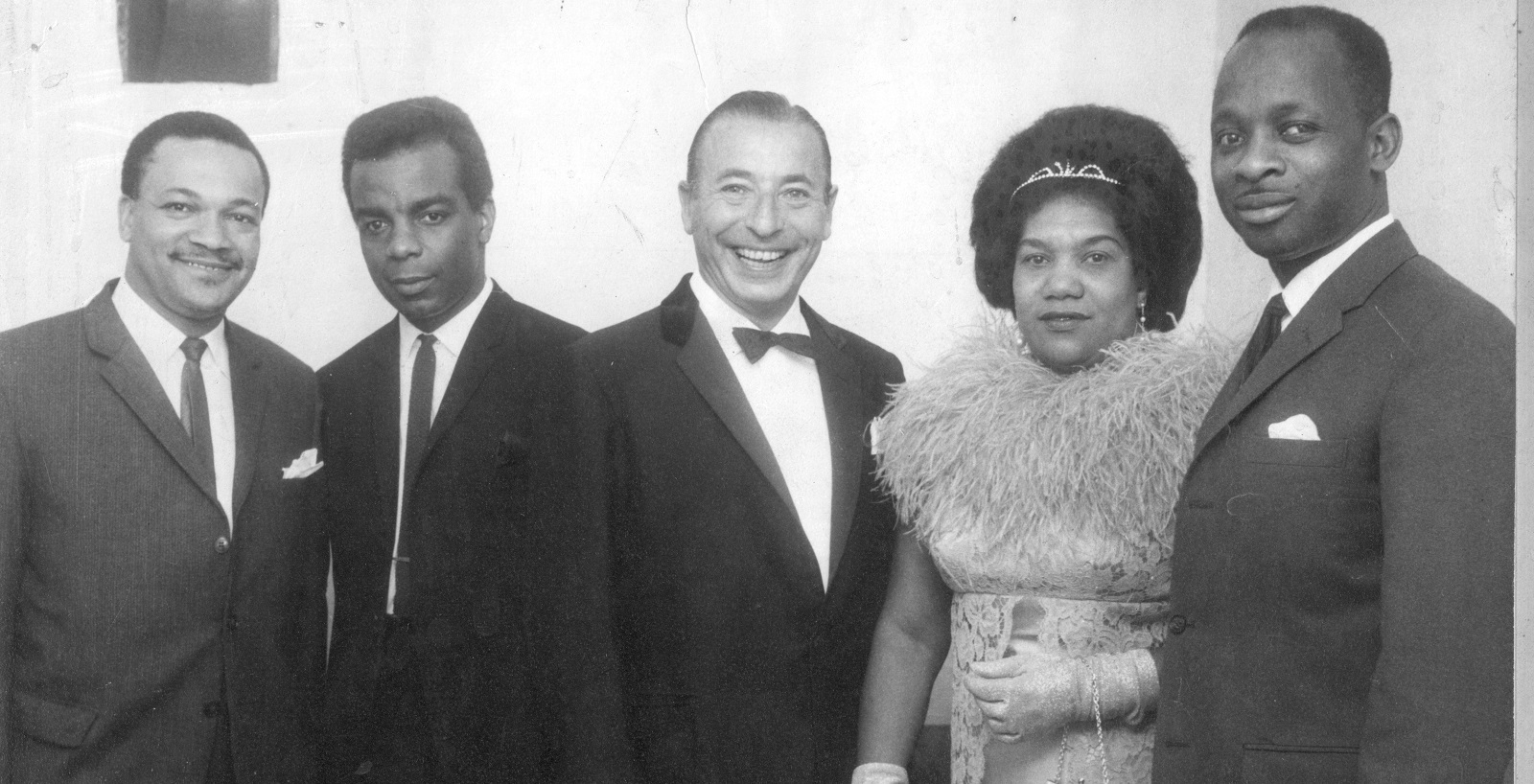 Photo by Harry Jacobs from Lambeth Archives: Brixton hairdressing awards ceremony in 1965 with bandleader Joe Loss (centre)