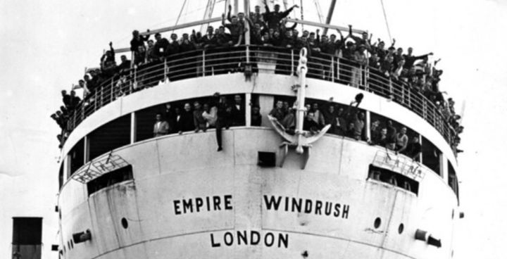 Windrush boat with people on board