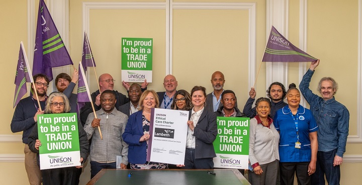 Cllrs Holland, Cameron & Dickson meet Unison to sign the Ethical Care Charter