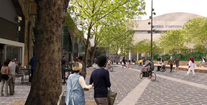 People walking and cycling through the Spineroute in the Southbank