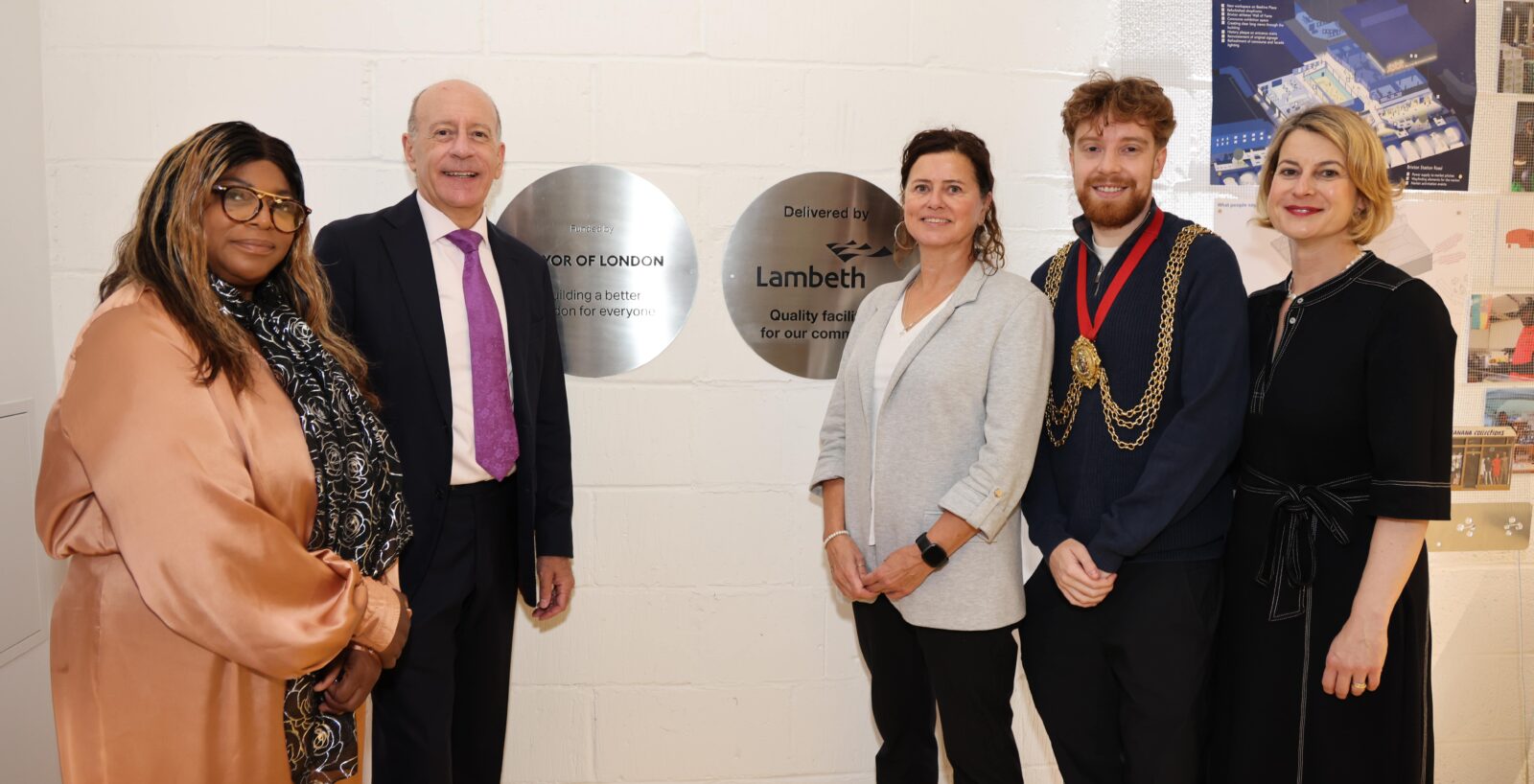 Cllr Marcia Cameron, Deputy London Mayor Jules Pipe, Cllr Claire Holland, Lambeth Mayor John-Paul Ennis and MP Helen Hayes