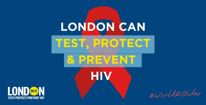 World AIDS Day logo: London can Test, protect and prevent HIV