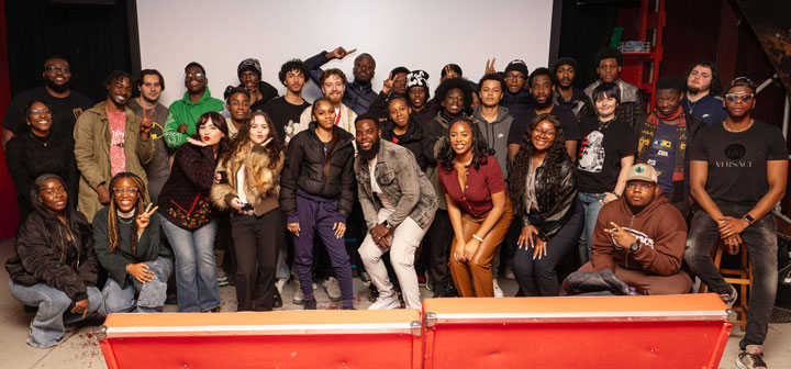 Young people that took part in the digital bootcamp pose for a large group photo