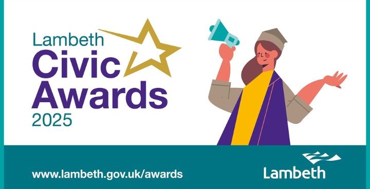 Lambeth Civic Awards graphic young women with loudhailer