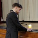 Mayor of Lambeth, Cllr JP Ennis, lights the memorial candle for World Holocaust Day