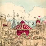 illustration of circus tent with fun fair