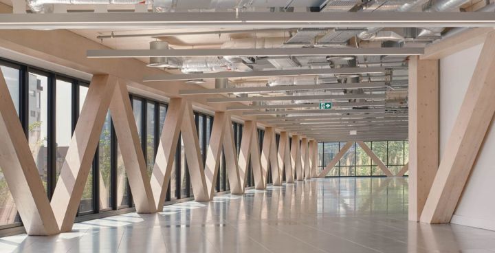 Inside of timber building in Vauxhall