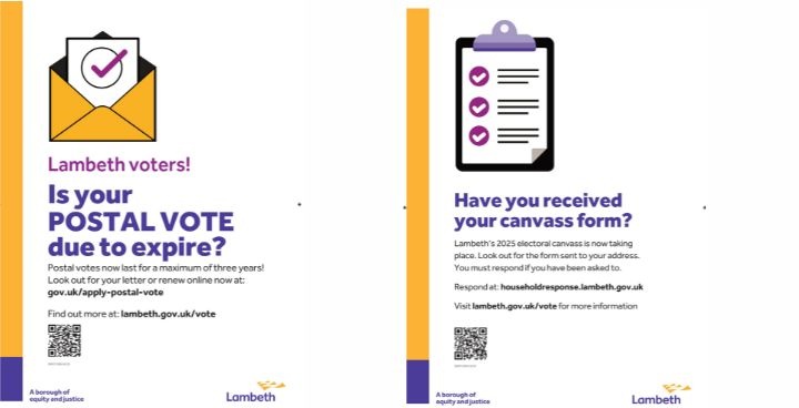 posters for electoral canvass & postal vote renewal letters
