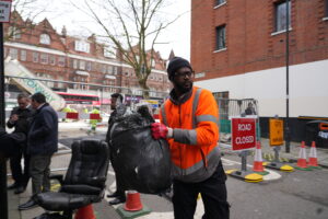 Council crews clear a fly tip in Streatham