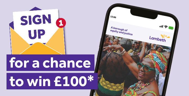 Sign up for a chance to win £100 with a photo of people celebrating